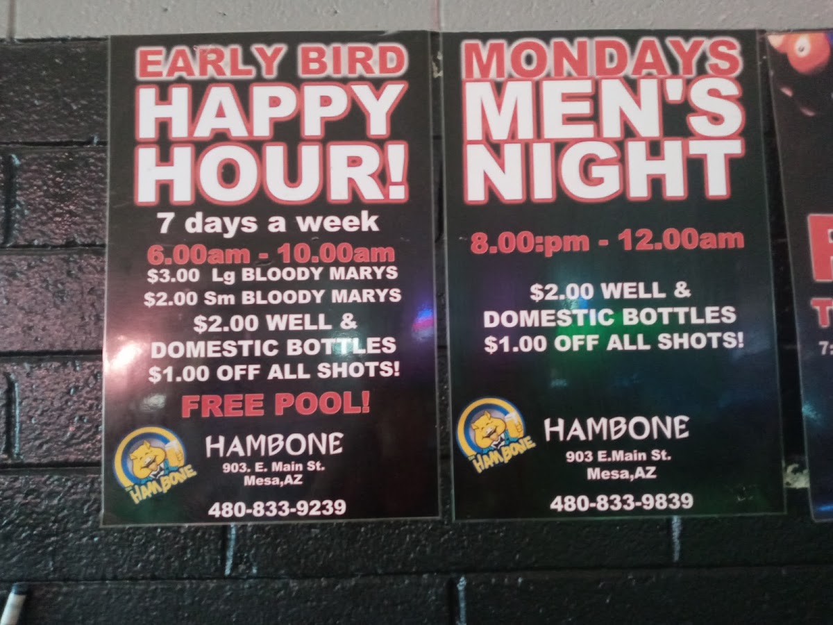 Hambone Sports Bar Menu - Image 1